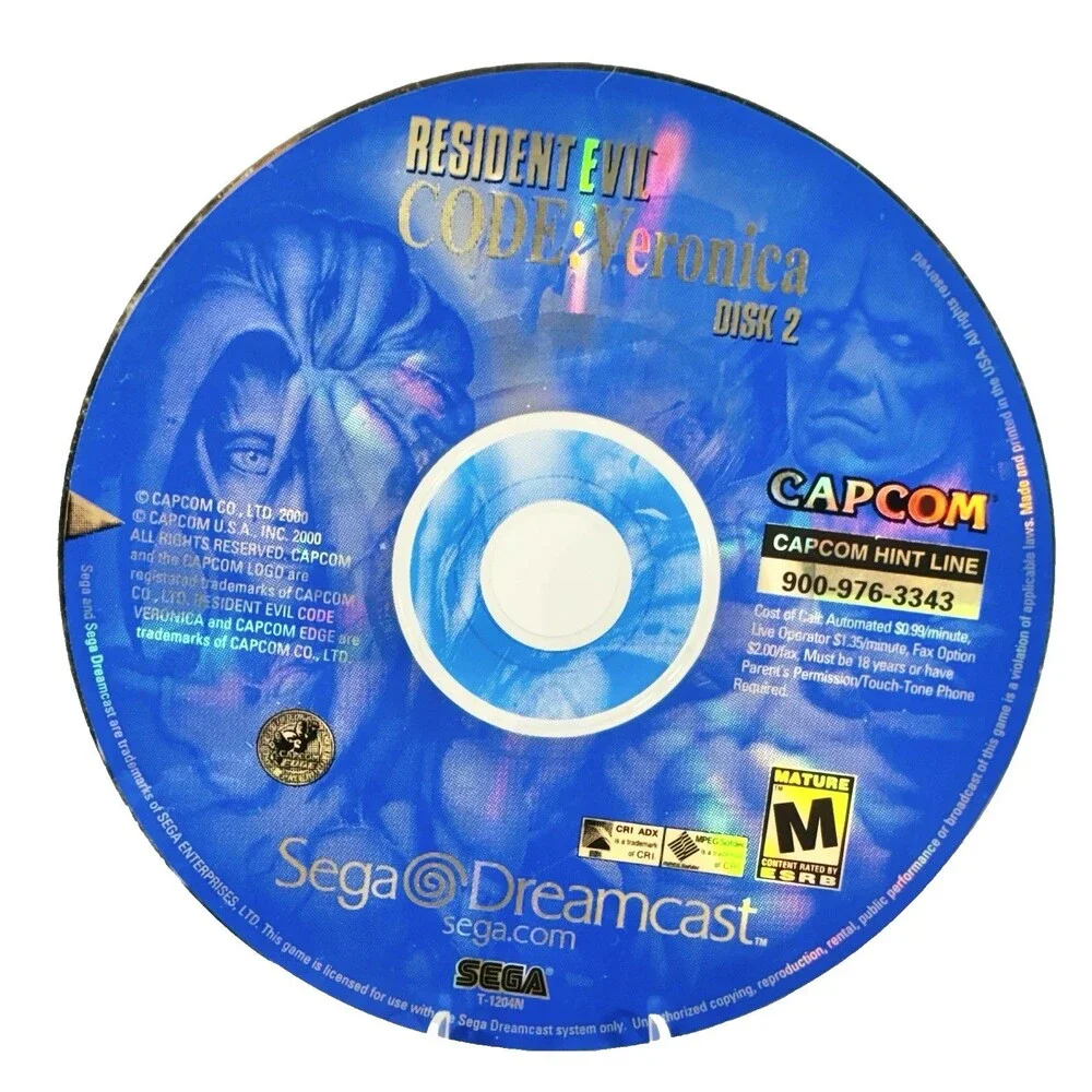 Resident Evil Code Veronica Sega Dreamcast Replacement Disc 2 Only Tested